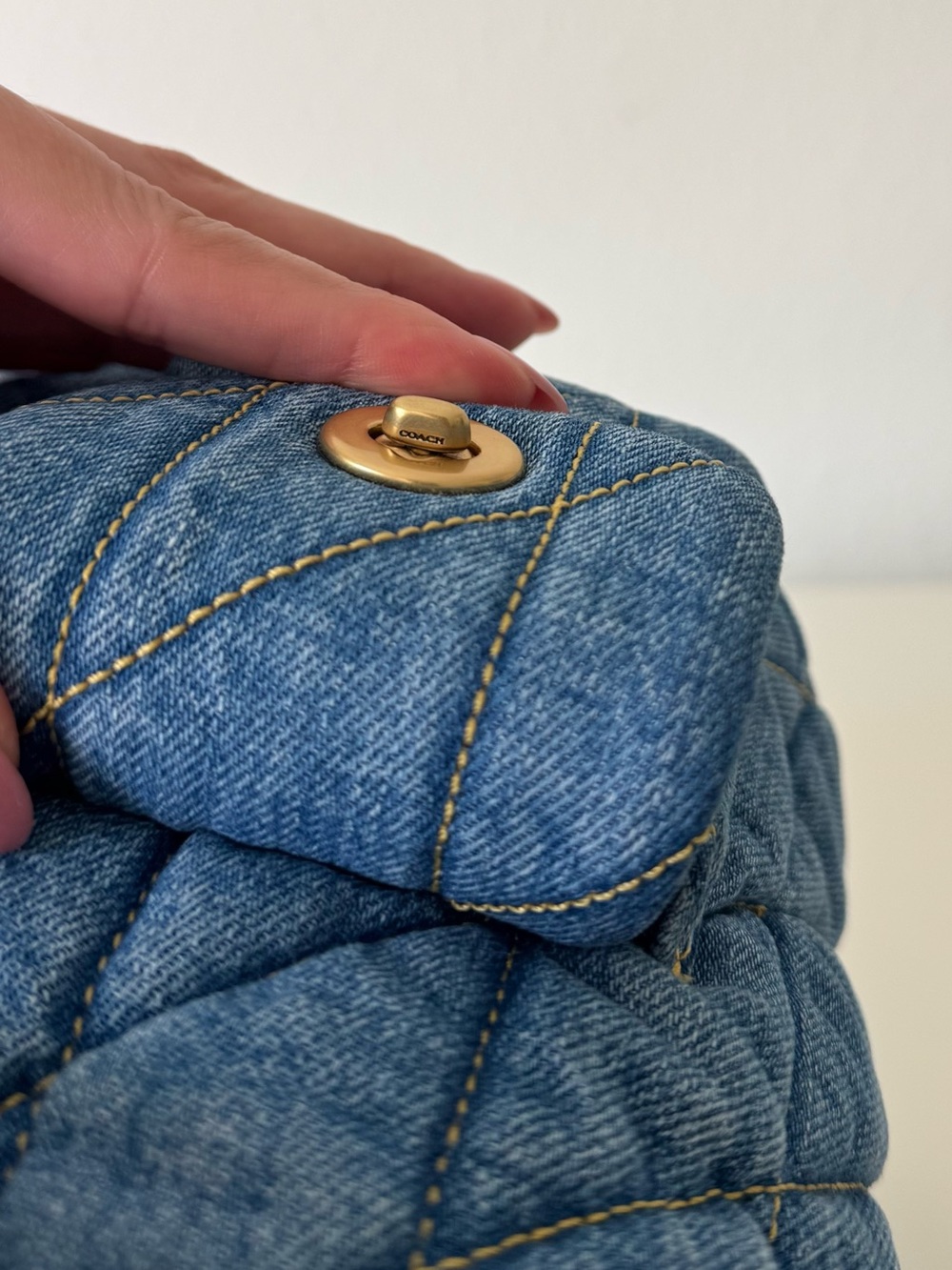 Coach Quilted Tabby Denim Indigo Backpack Shoulder Bag - Picture 6 of 15